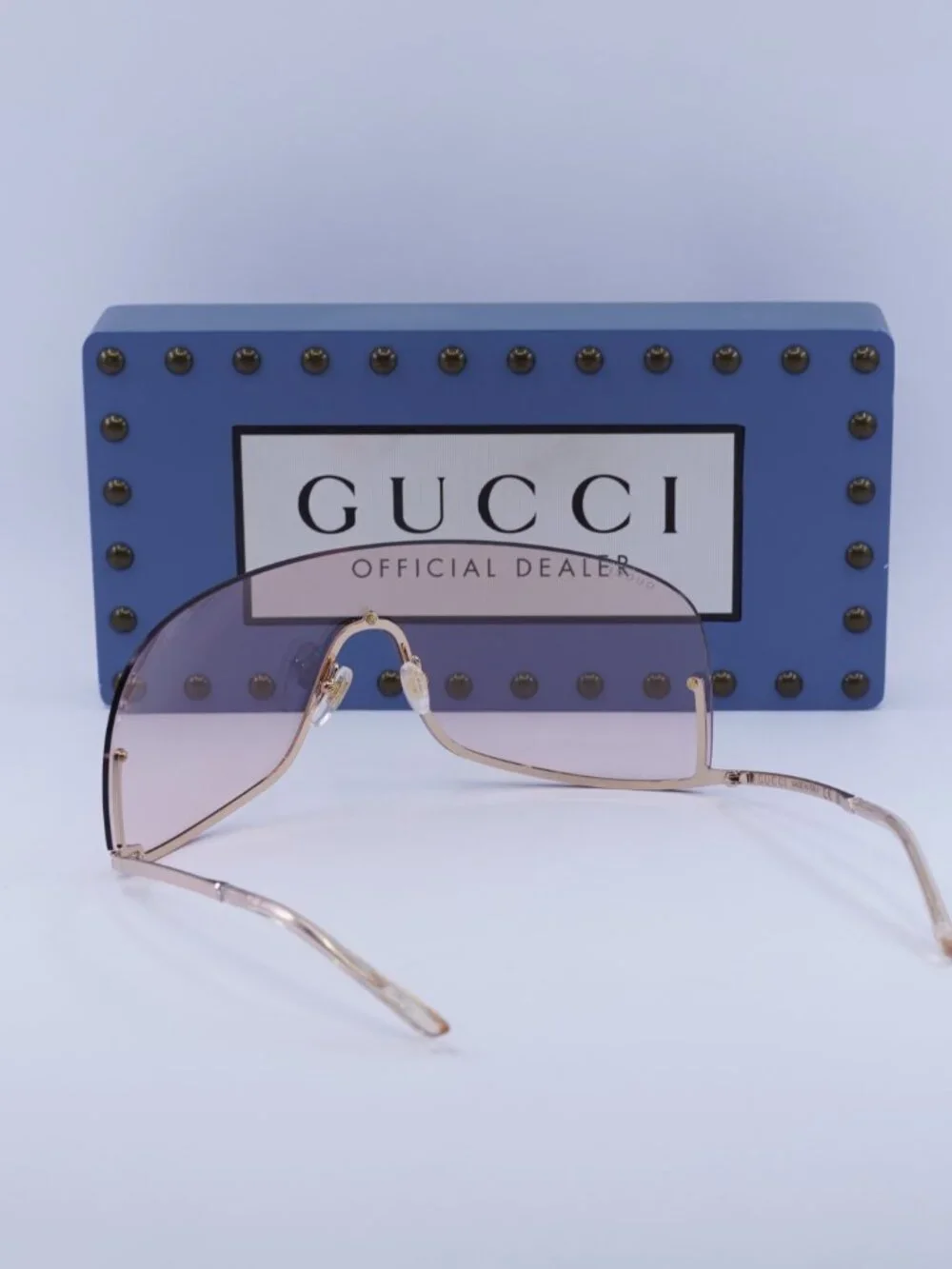 Gucci GG1560S 004 Shield Sunglasses - Rose Gold/Pink